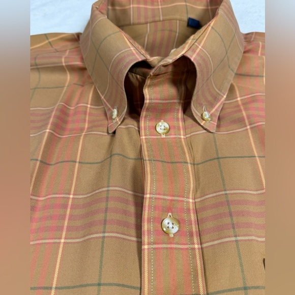 Men's XXL Burberry London Plaid Button-Down Shirt Brown and Orange Novacheck - Picture 5 of 10